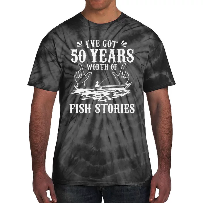 50th Birthday Fisherman Funny Bass Fishing Gift Idea Tie-Dye T-Shirt