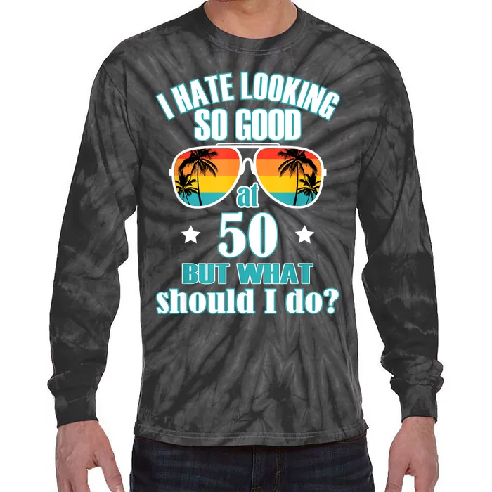 50 Birthday For Men Women 50th Anniversary For Him Her Tie-Dye Long Sleeve Shirt