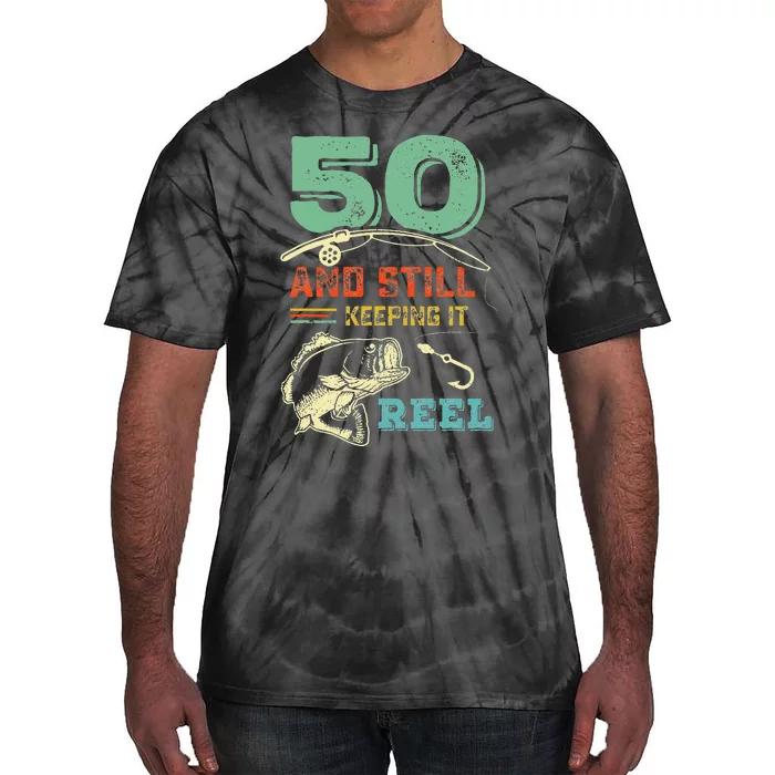 50th Birthday Fishing Turning 50 Fisherman Pun Gift Tie-Dye T-Shirt