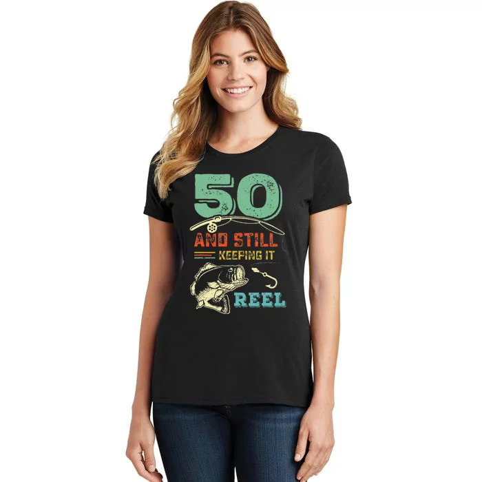 50th Birthday Fishing Turning 50 Fisherman Pun Gift Women's T-Shirt