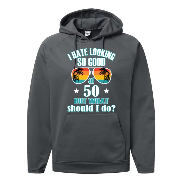 50 Birthday For Men Women 50th Anniversary Performance Fleece Hoodie