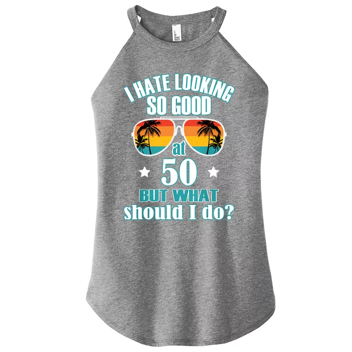 50 Birthday For Men Women 50th Anniversary Women’s Perfect Tri Rocker Tank