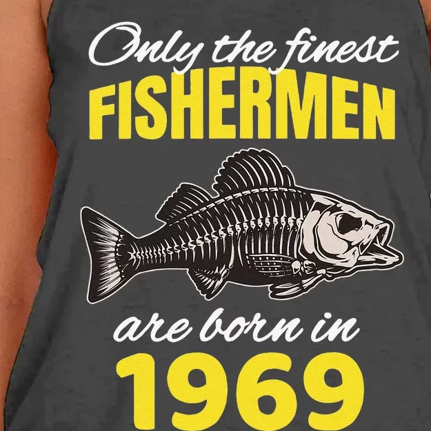 53rd Birthday Fishermen Are Born In 1969 Funny Fishing Women's Knotted Racerback Tank