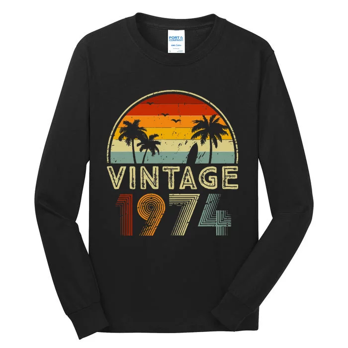 50th Birthday for 50 Years Old Retro Vintage 1974 Bday Tall Long Sleeve T-Shirt