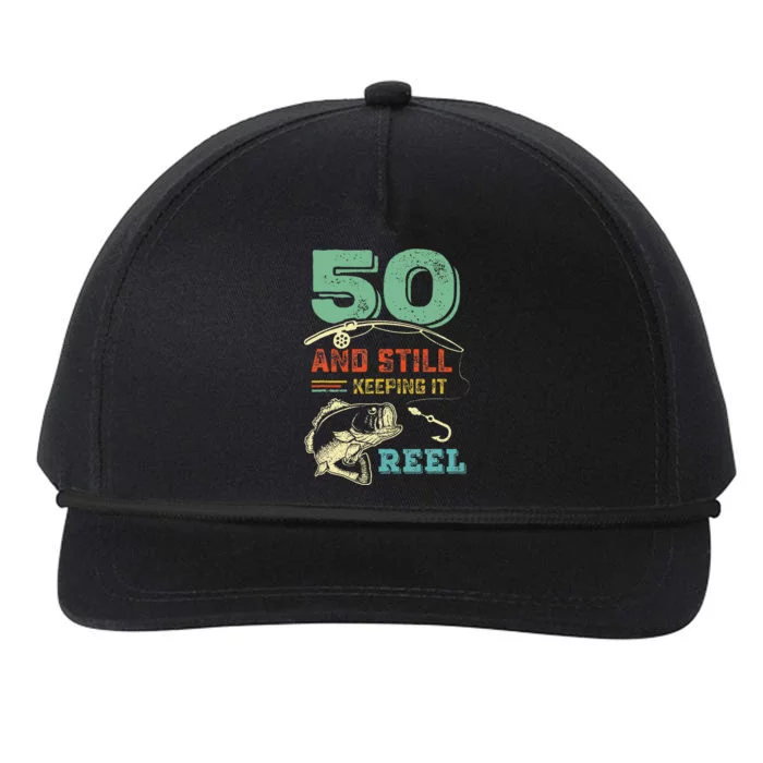 50th Birthday Fishing Turning 50 Fisherman Pun Gift Snapback Five-Panel Rope Hat