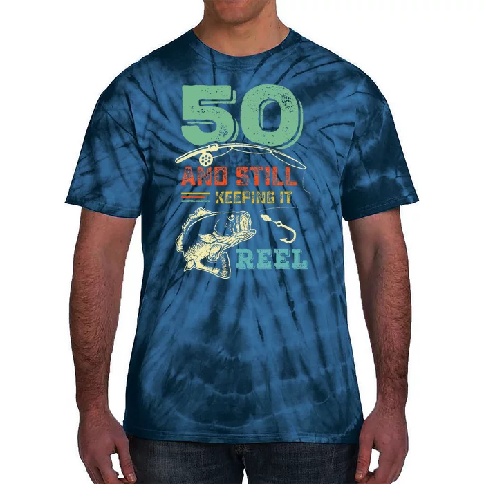 50th Birthday Fishing Turning 50 Fisherman Pun Gift Tie-Dye T-Shirt