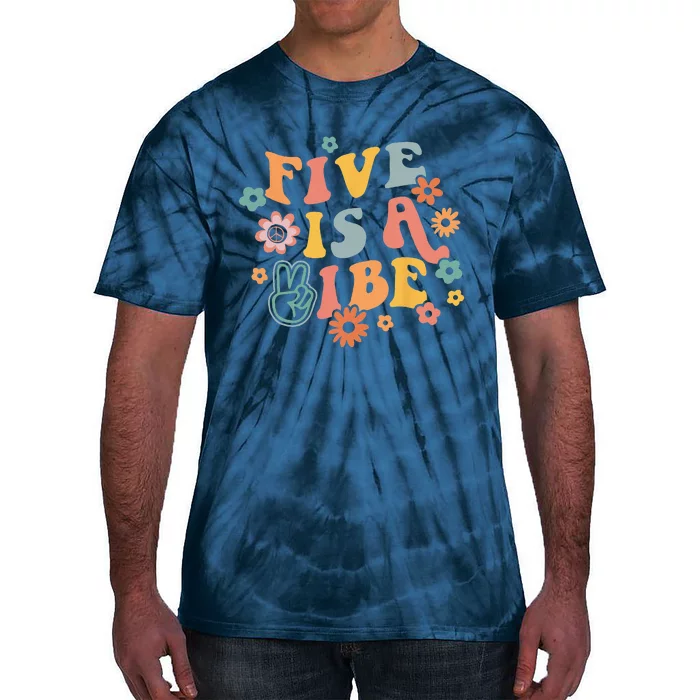 5th Birthday Five Is A Vibe 5yr Fifth Birthday Tie-Dye T-Shirt