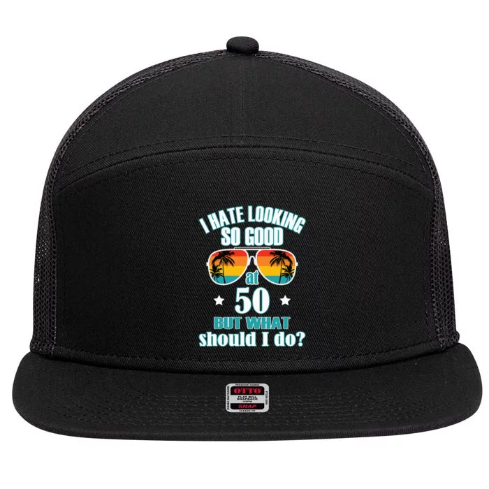 50 Birthday For Men Women 50th Anniversary For Him Her 7 Panel Mesh Trucker Snapback Hat