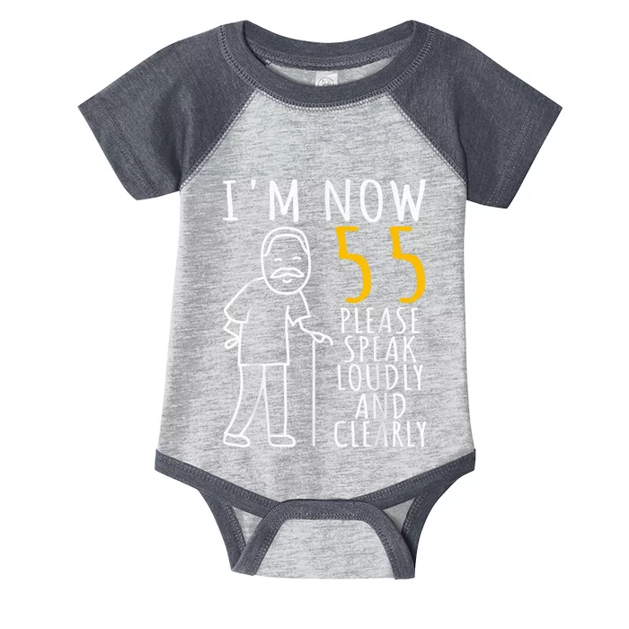 55th Birthday For Him | I'm Now 55 Years Old | Cool BDay Infant Baby Jersey Bodysuit