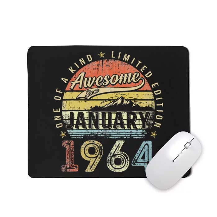 59th Birthday Gift Awesome Since January 1964 59 Year Old Mousepad