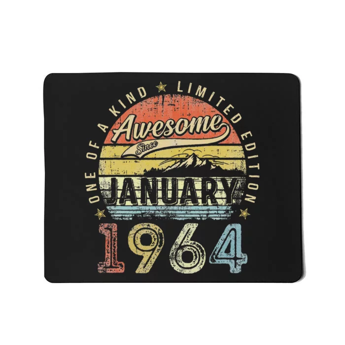 59th Birthday Gift Awesome Since January 1964 59 Year Old Mousepad