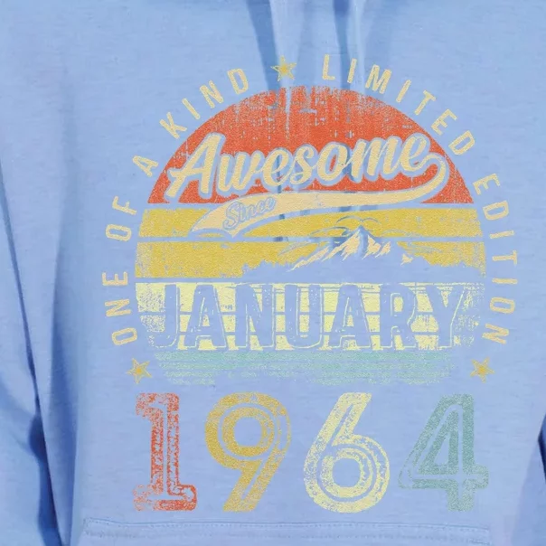 59th Birthday Gift Awesome Since January 1964 59 Year Old Unisex Surf Hoodie