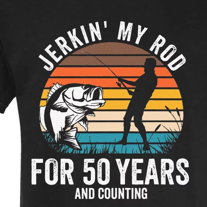 50th Birthday Gift For Fisherman Funny Fishing 50 Bday Garment-Dyed Heavyweight T-Shirt