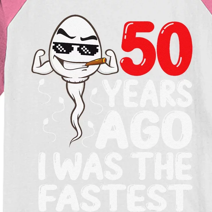 50th Birthday Gag Dress 50 Years Ago I Was The Fastest Funny Kids Colorblock Raglan Jersey