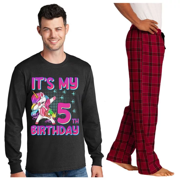 5th Birthday Girl Unicorn Five Year Old Long Sleeve Pajama Set