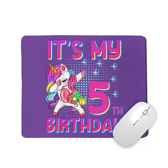 5th Birthday Girl Unicorn Five Year Old Mousepad