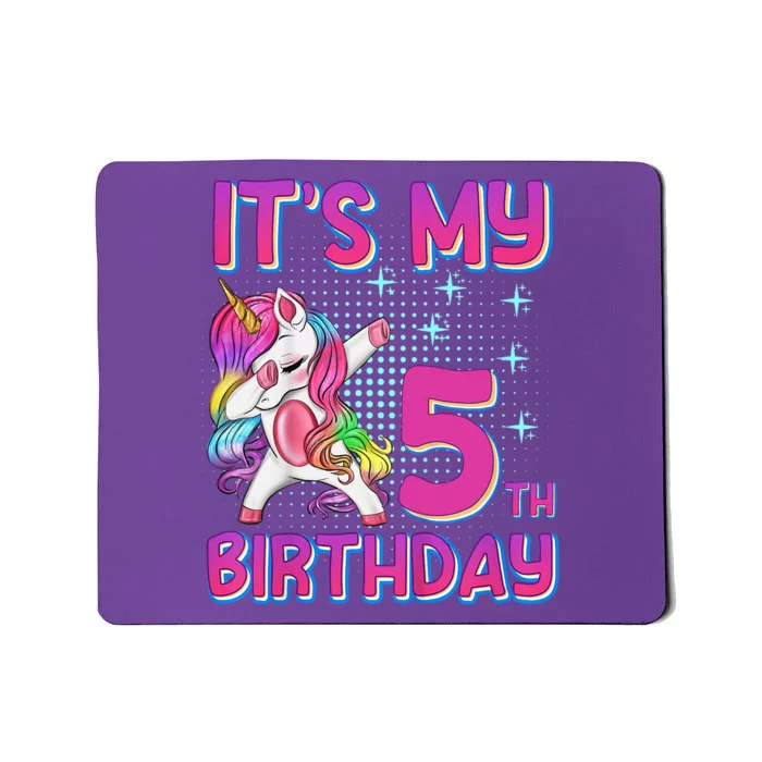 5th Birthday Girl Unicorn Five Year Old Mousepad