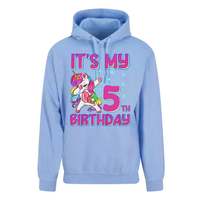 5th Birthday Girl Unicorn Five Year Old Unisex Surf Hoodie