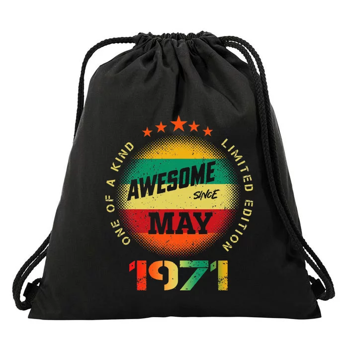 52nd Birthday Gift Awesome Since May 97 52Year Old Drawstring Bag