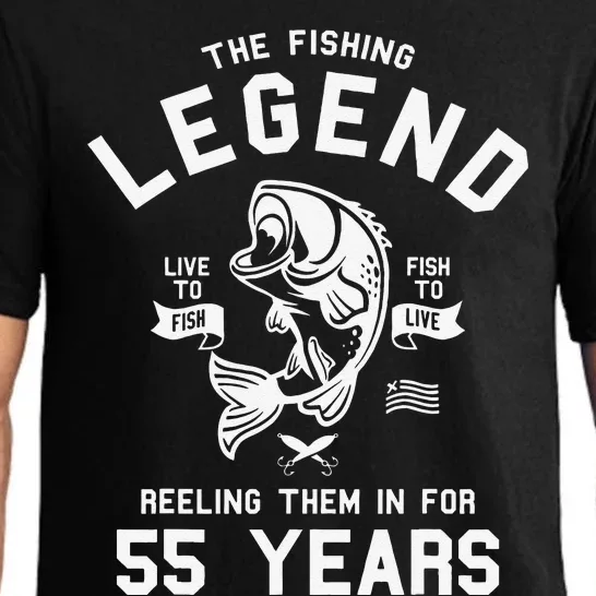 55th Birthday Gift The Fishing Legend 55 Years Fisherman Pajama Set