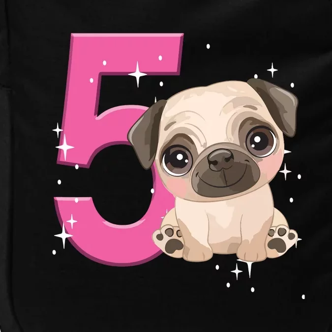 5th Birthday Girl Pug Dog Birthday Shirts Party Pug Kids Five Impact Tech Backpack