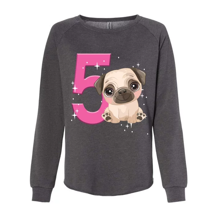 5th Birthday Girl Pug Dog Birthday Shirts Party Pug Kids Five Womens California Wash Sweatshirt