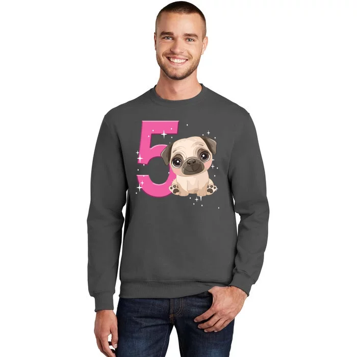 5th Birthday Girl Pug Dog Birthday Shirts Party Pug Kids Five Tall Sweatshirt