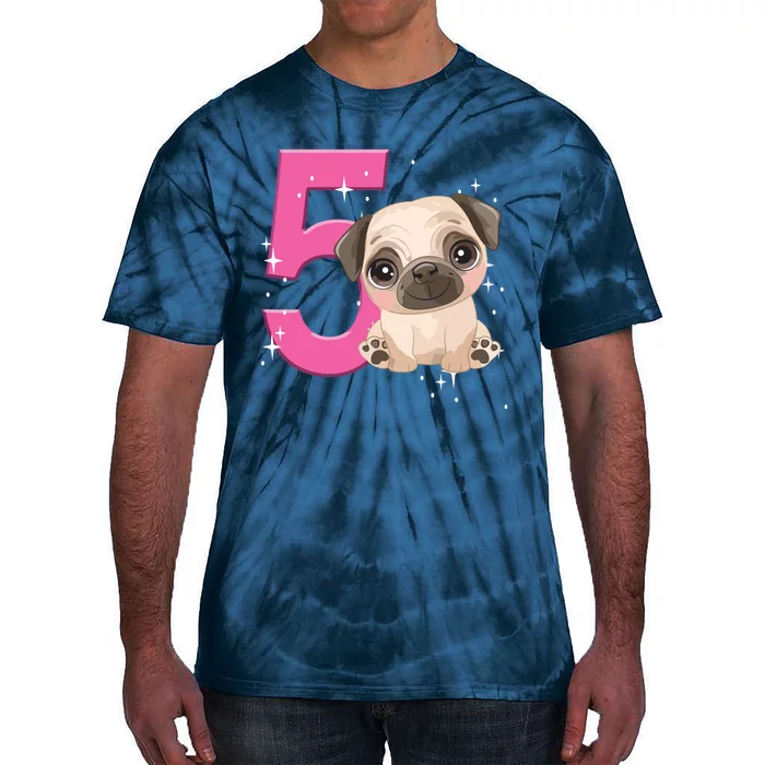 5th Birthday Girl Pug Dog Birthday Shirts Party Pug Kids Five Tie-Dye T-Shirt