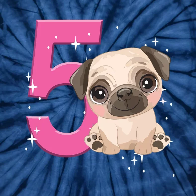 5th Birthday Girl Pug Dog Birthday Shirts Party Pug Kids Five Tie-Dye T-Shirt