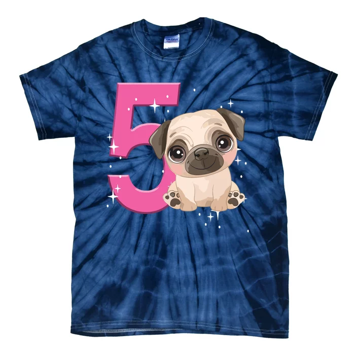 5th Birthday Girl Pug Dog Birthday Shirts Party Pug Kids Five Tie-Dye T-Shirt