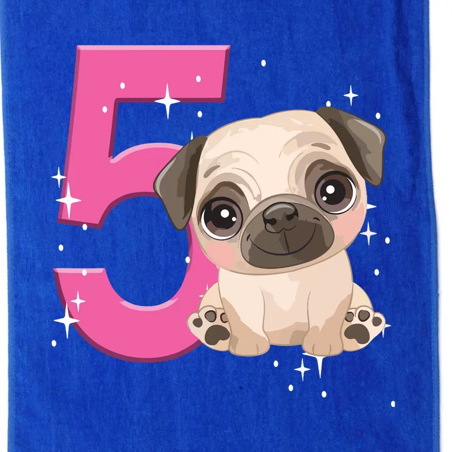 5th Birthday Girl Pug Dog Birthday Shirts Party Pug Kids Five Platinum Collection Golf Towel