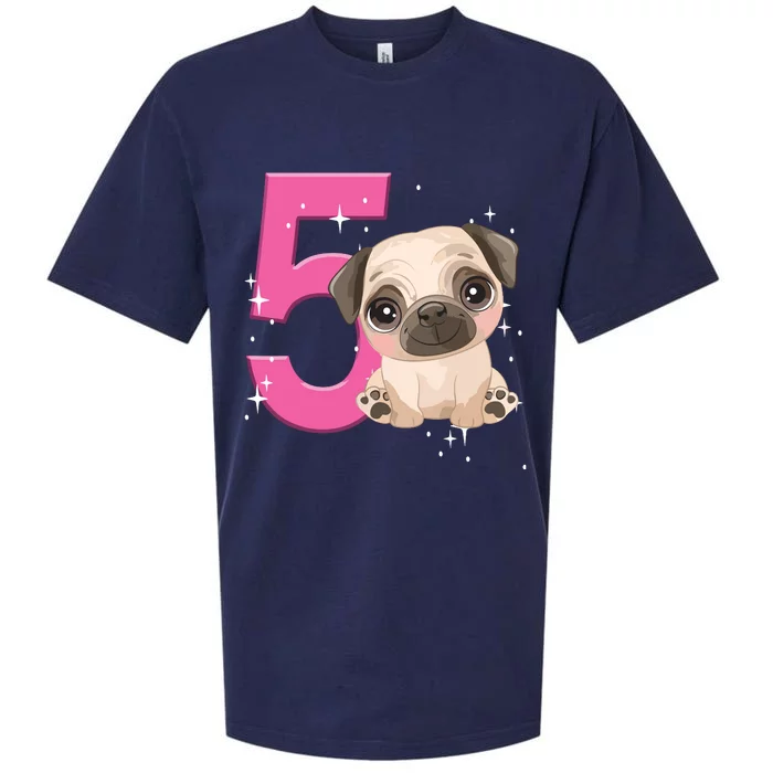 5th Birthday Girl Pug Dog Birthday Shirts Party Pug Kids Five Sueded Cloud Jersey T-Shirt