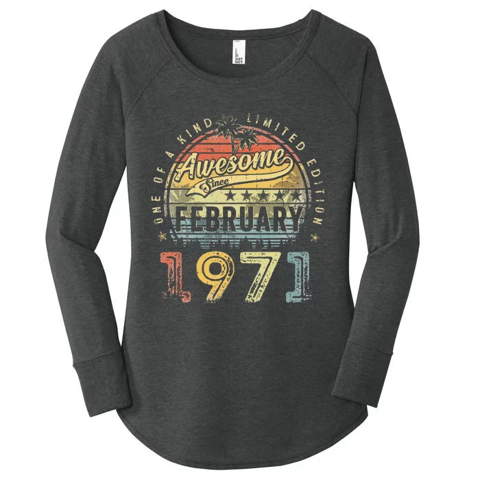 52nd Birthday Gift Awesome Since February 1971 52 Year Old Women's Perfect Tri Tunic Long Sleeve Shirt