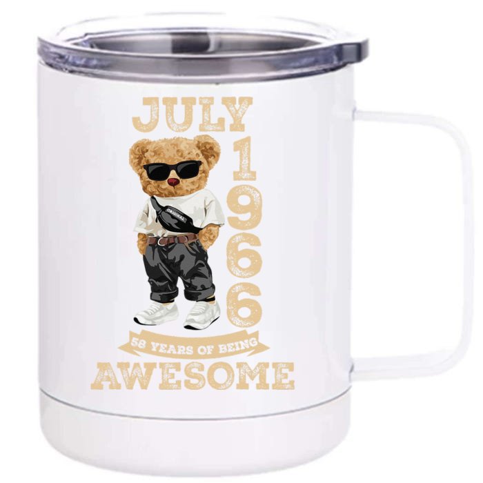 58th Birthday Gift 58 Year Old Vintage July 1966 Front & Back 12oz Stainless Steel Tumbler Cup