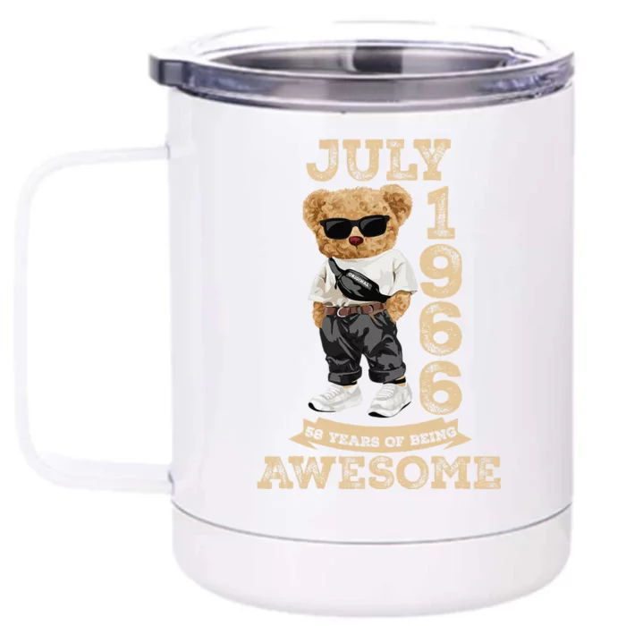 58th Birthday Gift 58 Year Old Vintage July 1966 Front & Back 12oz Stainless Steel Tumbler Cup