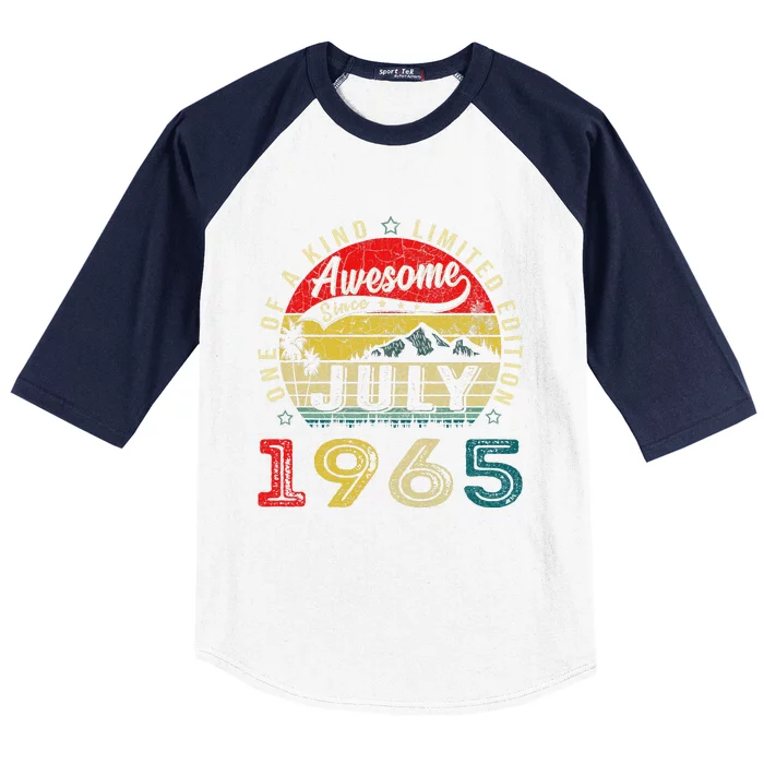 58th Birthday Gifts Awesome Since July 1965 Bday 58 Year Old Baseball Sleeve Shirt