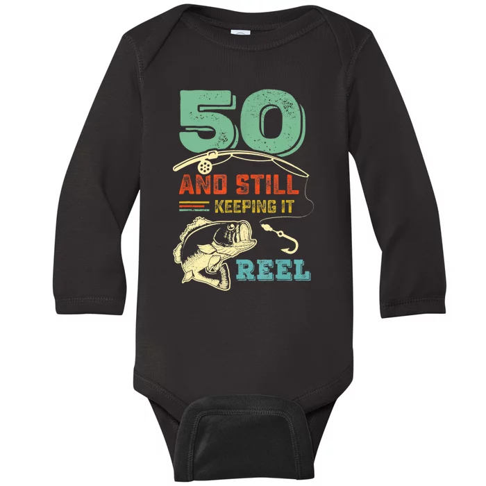 50th Birthday Gift For Fisherman Mens Baby Long Sleeve Bodysuit