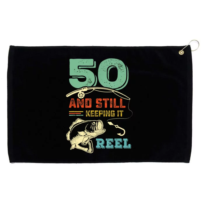 50th Birthday Gift For Fisherman Mens Grommeted Golf Towel