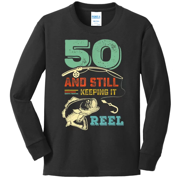 50th Birthday Gift For Fisherman Mens Kids Long Sleeve Shirt