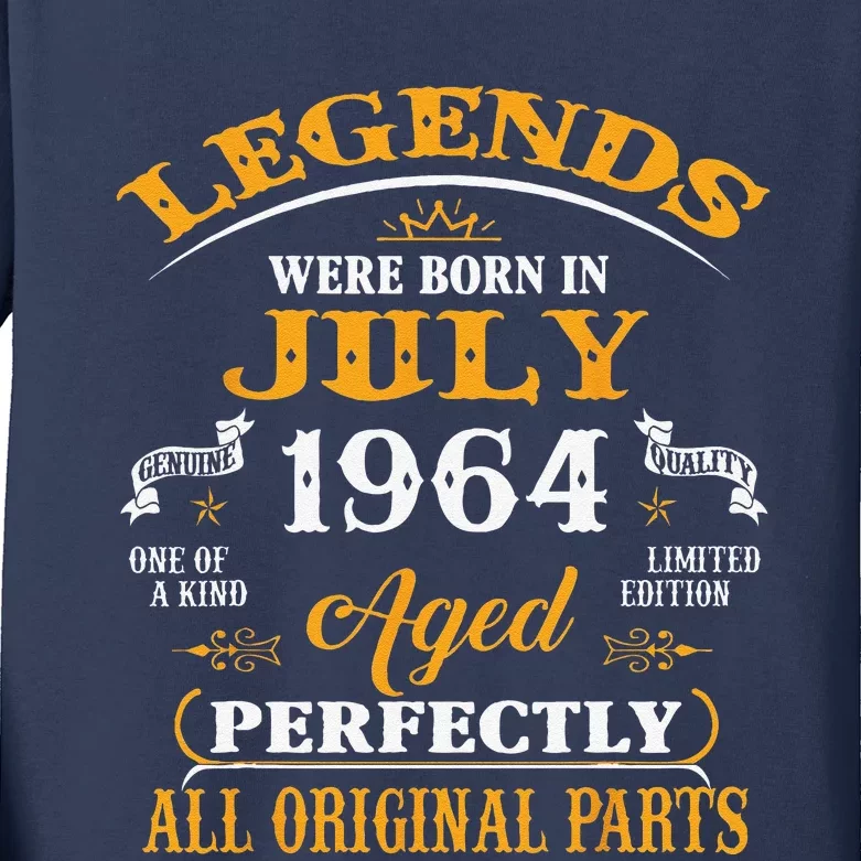 59th Birthday Gift Legends Born In July 1964 59 Years Old Kids Long Sleeve Shirt