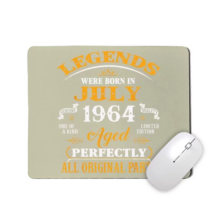 59th Birthday Gift Legends Born In July 1964 59 Years Old Mousepad