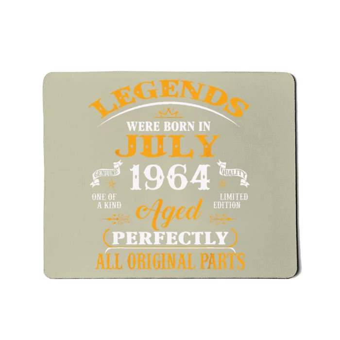 59th Birthday Gift Legends Born In July 1964 59 Years Old Mousepad