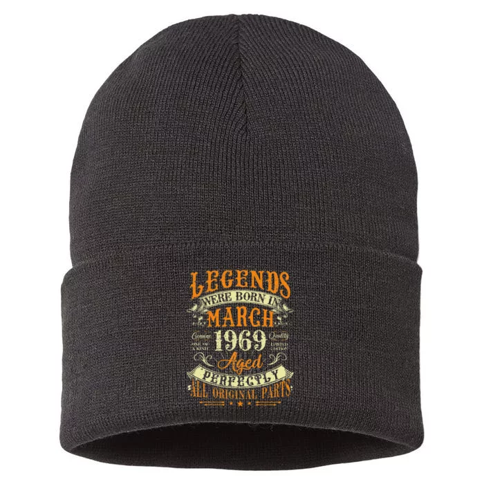 54th Birthday Gift 54 Years Old Legends Born In March 1969 Sustainable Knit Beanie