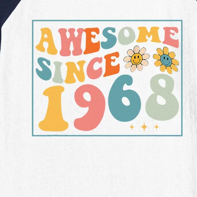 54th Birthday Gifts Awesome Since 1968 54 Years Old Groovy Baseball Sleeve Shirt