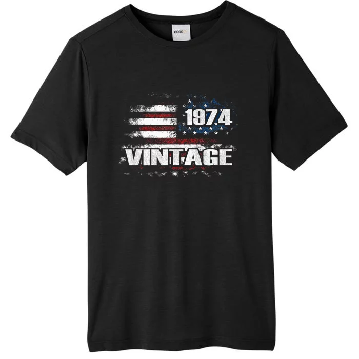 50th Birthday Gifts Retro Vintage 1974 Usa Flag 50 Years Old ChromaSoft Performance T-Shirt