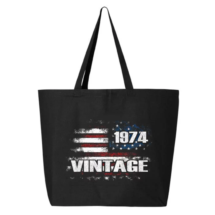 50th Birthday Gifts Retro Vintage 1974 Usa Flag 50 Years Old 25L Jumbo Tote