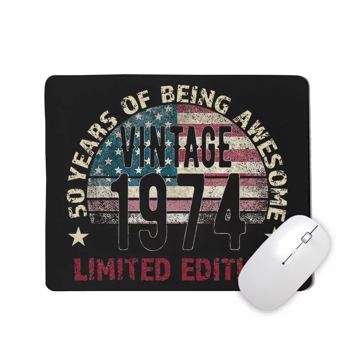 50th Birthday Gift Vintage Born 1974 Turning 50 Year Old Mousepad