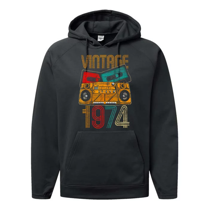 50th Birthday Gifts Years Old Vintage 1974 Performance Fleece Hoodie