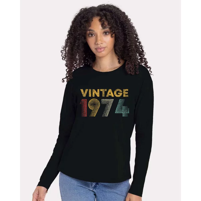 50th Birthday Gift Vintage 1974 50 Years Old Womens Cotton Relaxed Long Sleeve T-Shirt