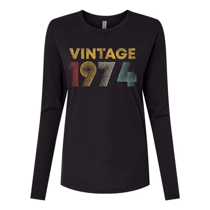 50th Birthday Gift Vintage 1974 50 Years Old Womens Cotton Relaxed Long Sleeve T-Shirt